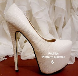 RedKiss White Platform Stillettos 6