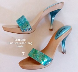 SOLD | Ladi Like blue sequence clogs 7