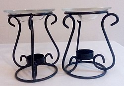 Black Wrought Iron Tea Light Candle Holders Set