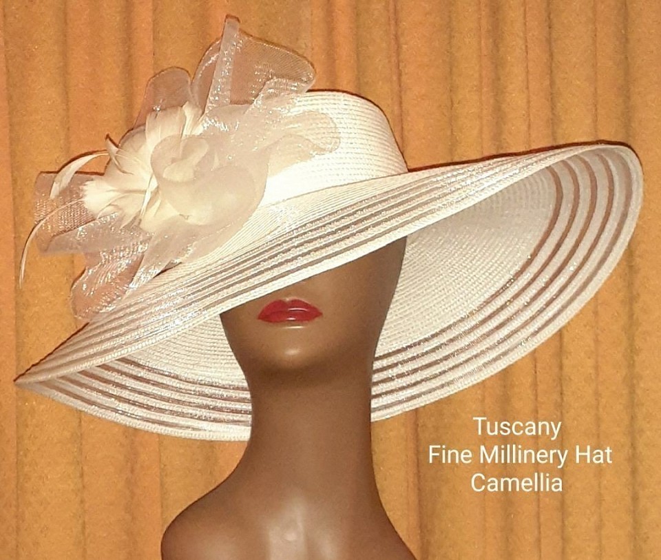 SOLD | Elegant large white hat classy formal wedding