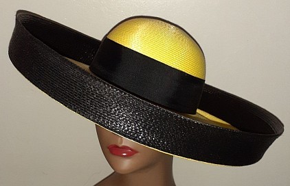 SOLD | Large yellow & black hat Classy Formal