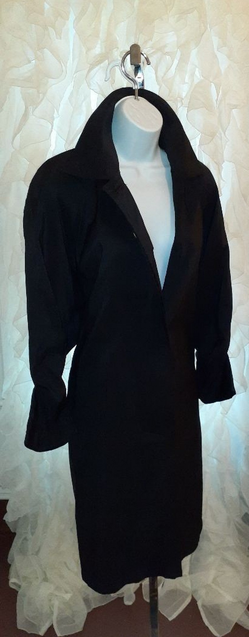 SOLD | Black trench coat 3/4in. Bell sleeves