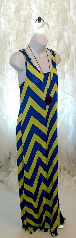 SOLD | Zig Zag Maxi Dress Blue & yellow (one size)