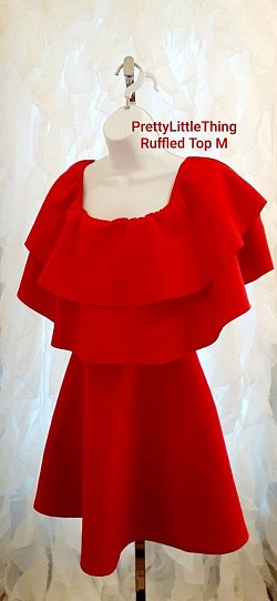 Red Ruffle Top M