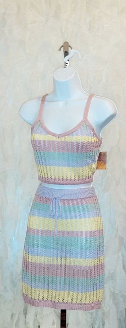 Almost Famous Knitted Mini Skirt Set M