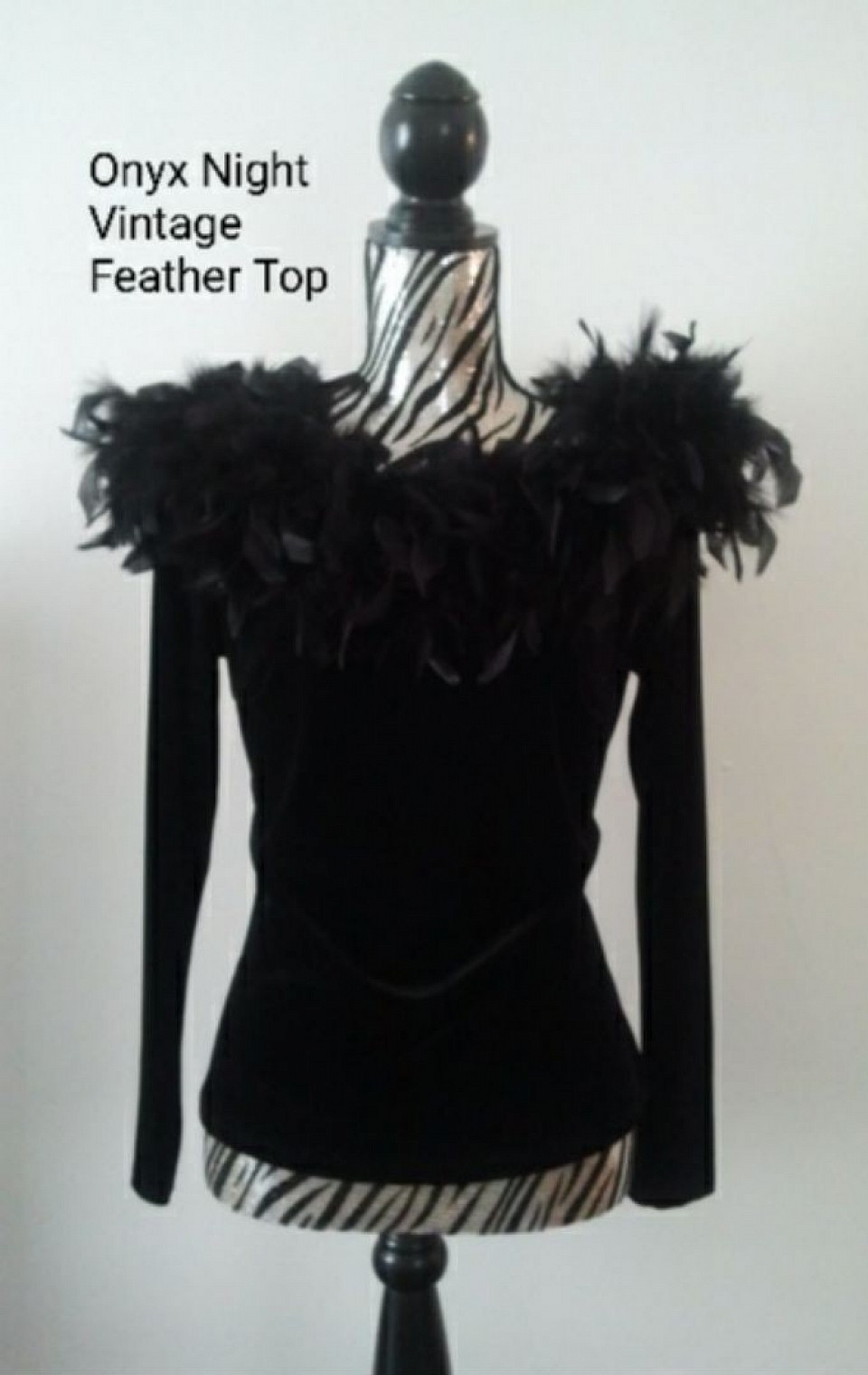 SOLD (buyer Las Vegas) black long sleeve feather top L