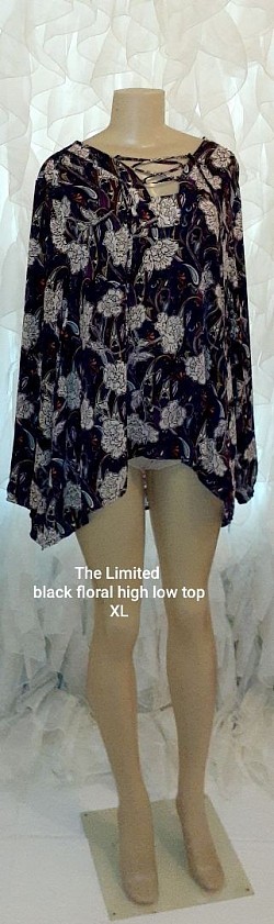 The Limited black floral high low top XL