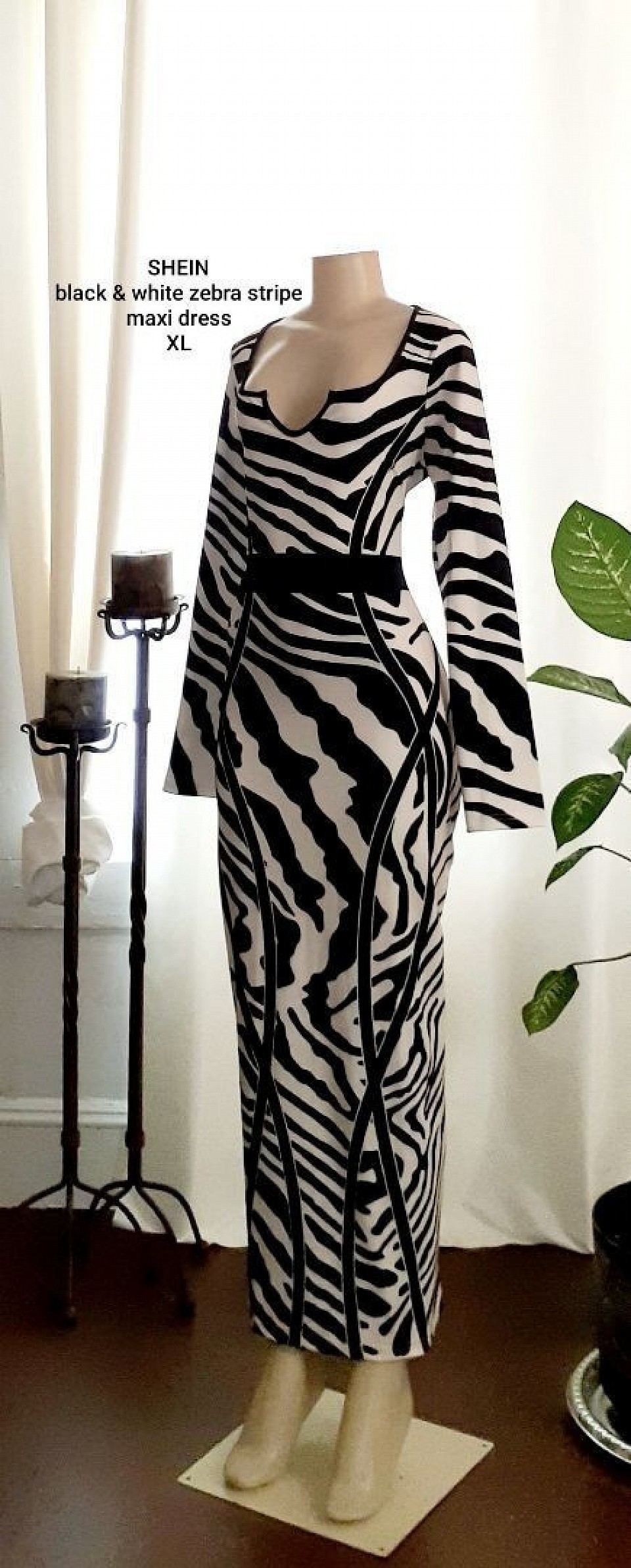 Sold | Black & White Zebra Print Maxi Dress L
