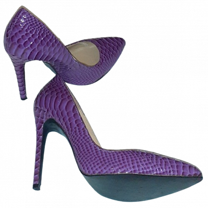 AMI Clubwear Purple Snake Embellished Print Stiletto Pumps Size 10 (fits 8-8.5 runs small)